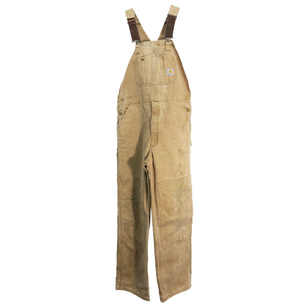 Carhartt カーハート ダック ダブルニー ビブオーバーオール 大きいサイズ ブラウン (メンズ W44相当) 中古 古着 R4467