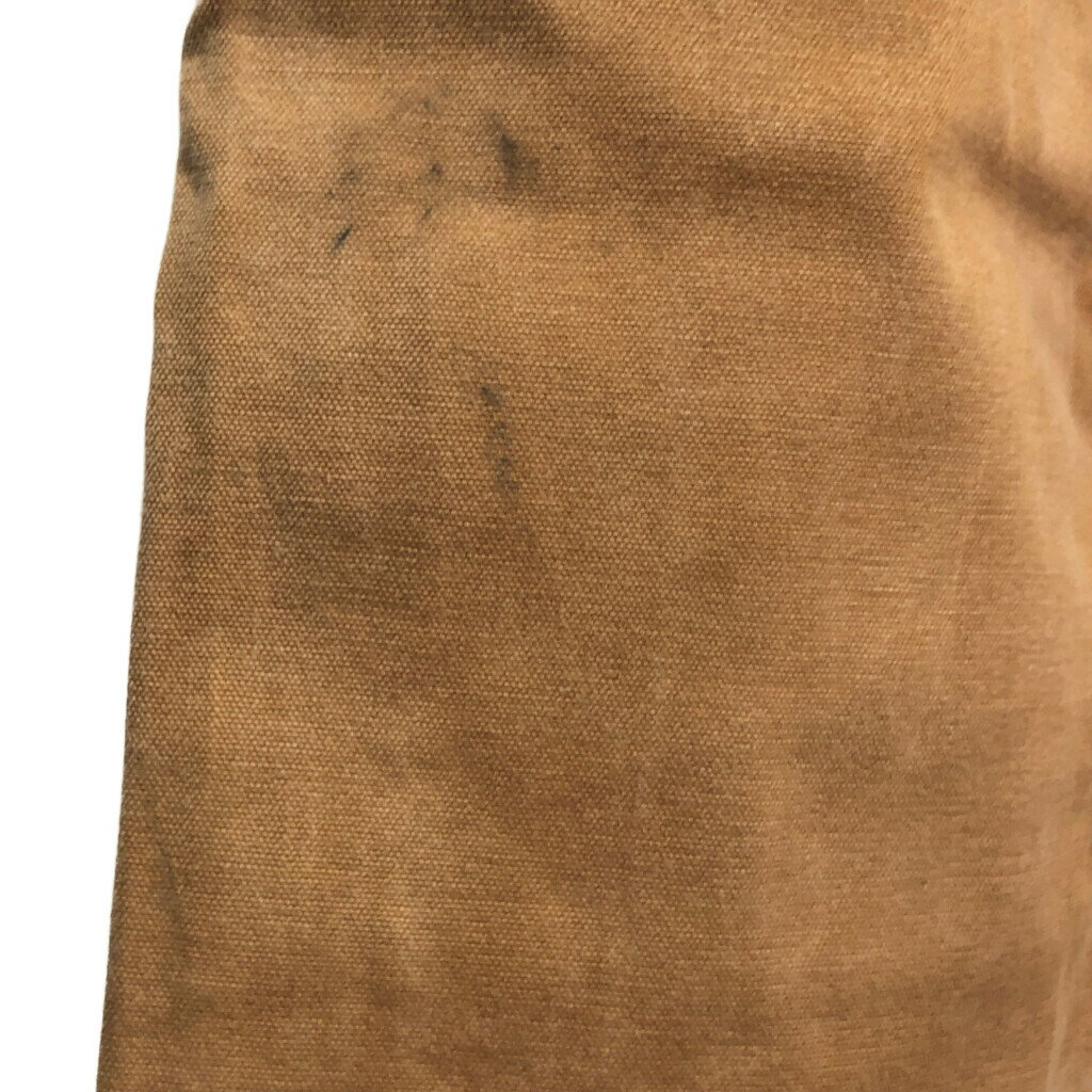 90年代 USA製 Carhartt カーハート ダック ダブルニー ビブオーバーオール ベージュ (メンズ W34 L32) 中古 古着 R4469