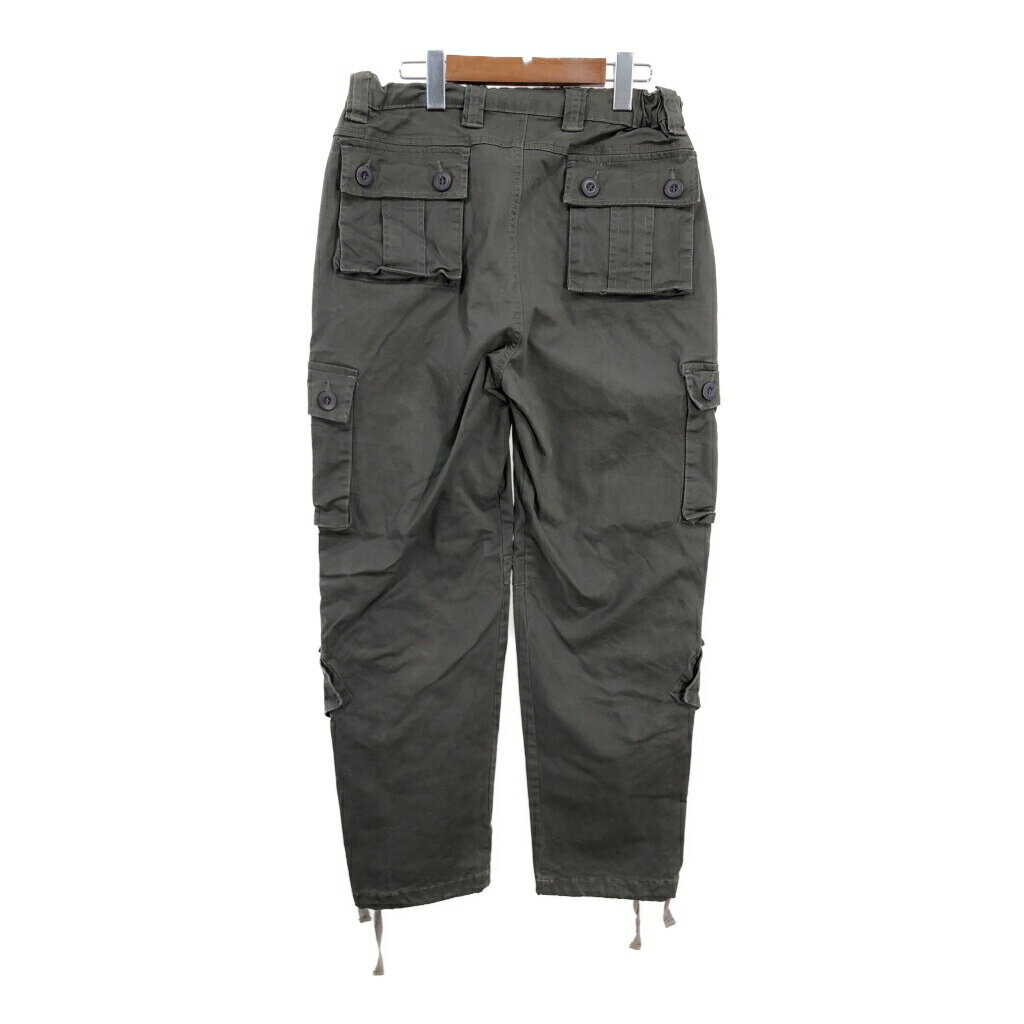 マルチポケット ミリタリー カーゴパンツ カーキ (メンズ W32) 中古 古着 R4909