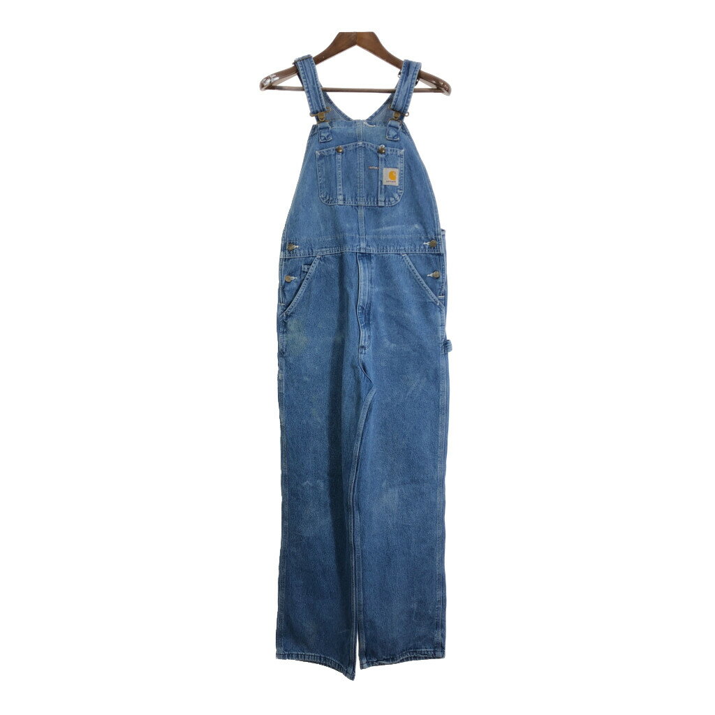 Carhartt カーハート デニム ビブオーバーオール ライトブルー (メンズ W32 L34相当) 中古 古着 R4983