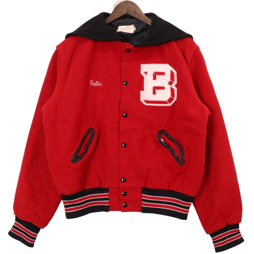 80年代 Custom Made ショールカラースタジアムジャケット レッド (メンズ M) 中古 古着 A0848 80年代 Custom Made ショールカラースタジアムジャケット レッド (メンズ M) 中古 古着 A0848