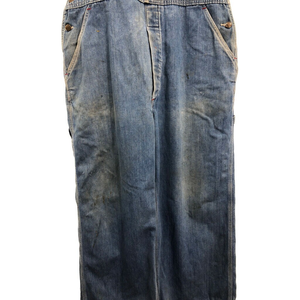 70年代 BIG MAC ビッグマック デニム ビブオーバーオール 大きいサイズ ライトブルー (メンズ W40 L26 相当) 中古 古着 R5416