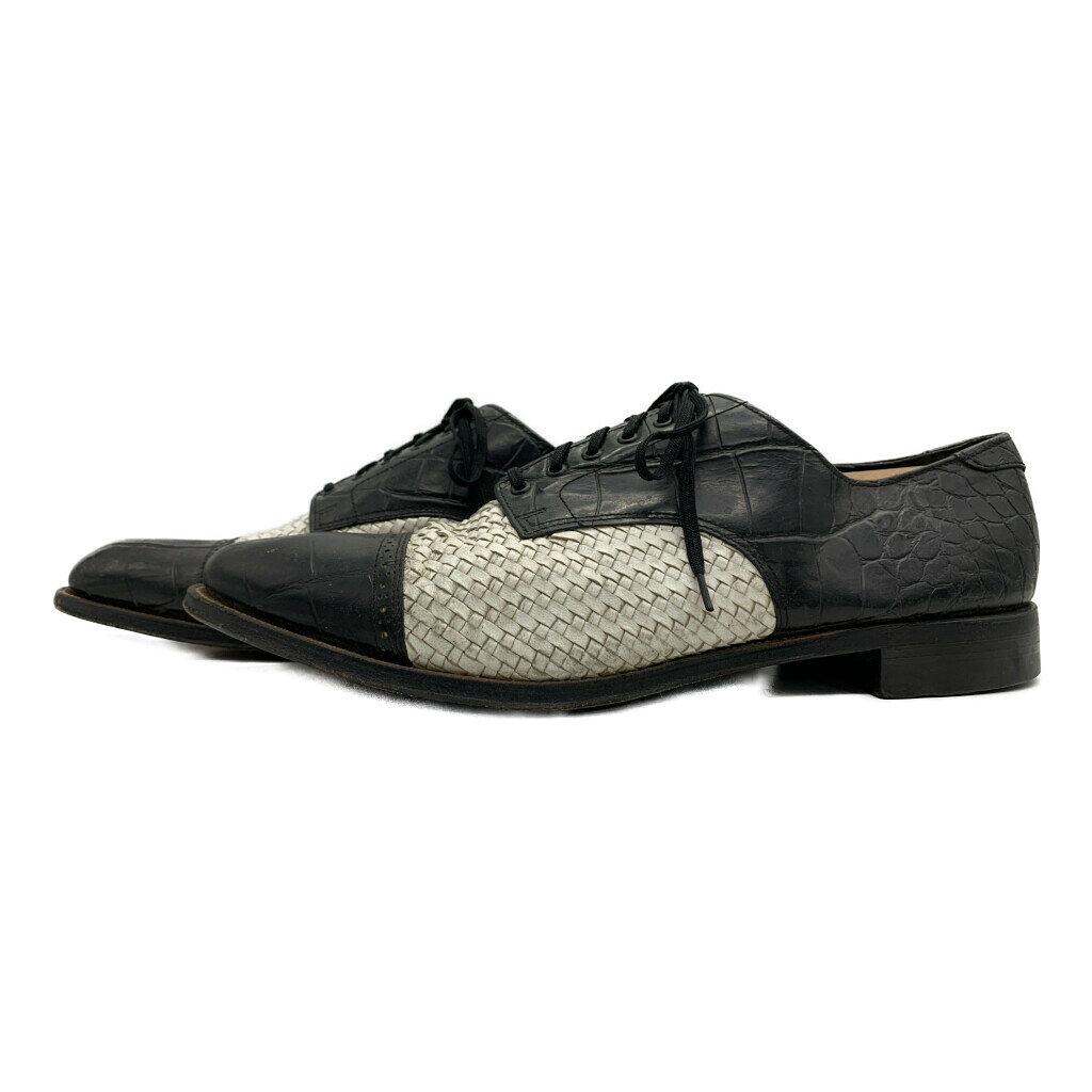 90年代 STACY ADAMS ステイシーアダムス パンチドキャップトゥ 編み込み レザーシューズ ブラック (メンズ 11 1/2) 中古 古着 KA1434