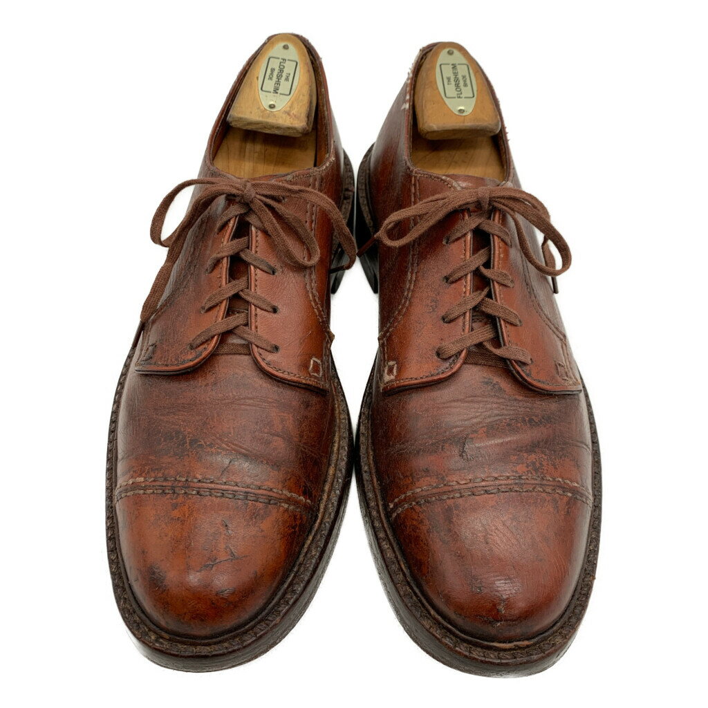 ストレートチップ 外羽根式 レザーシューズ レッド (メンズ 6) 中古 古着 KA1448