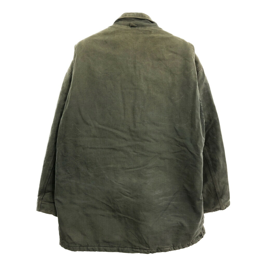 YAMAHISA USEDCLOTHINGSHOPの80年代 USA製 Carhartt カーハート トラディショナルジャケット ワーク カーキ (メンズ 2X-LARGE) 中古 古着 R5545｜アングル2