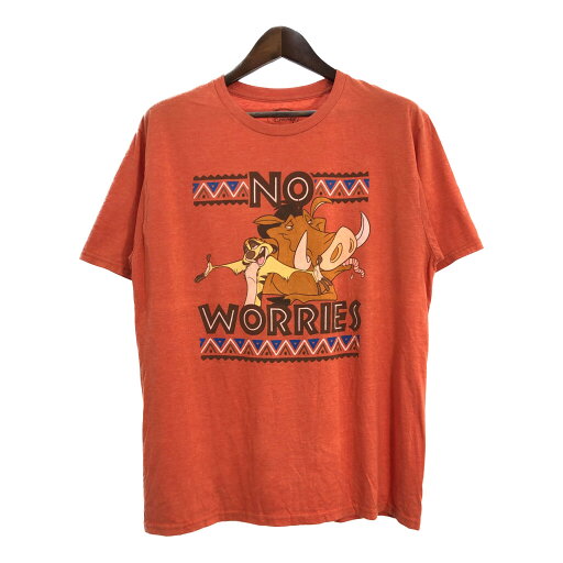 Disney ディズニー ライオンキング ティモン プンバァ 半袖Tシャツ ムービーT キャラクター オレンジ (メンズ XL) 中古 古着 R5599 Disney ディズニー ライオンキング ティモン プンバァ 半袖Tシャツ ムービーT キャラクター オレンジ (メンズ XL) 中古 古着 R5599