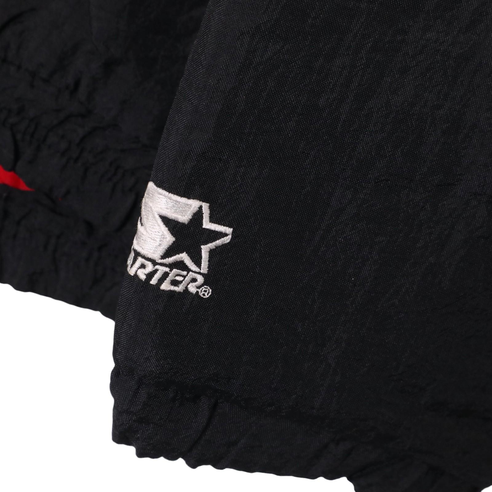 90年代 STARTER スターター NHL シカゴ・ブラックホークス プルオーバージャケット ブラック (メンズ XL) 中古 古着 A0884