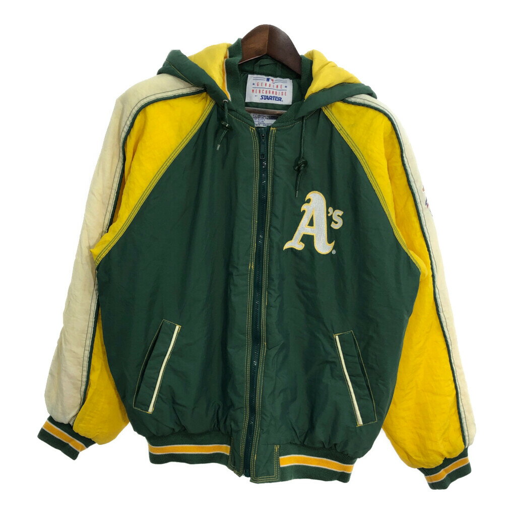 90年代 STARTER スターター MLB オークランド・アスレチックス スタジアムジャケット グリーン (メンズ M) 中古 古着 R5951
