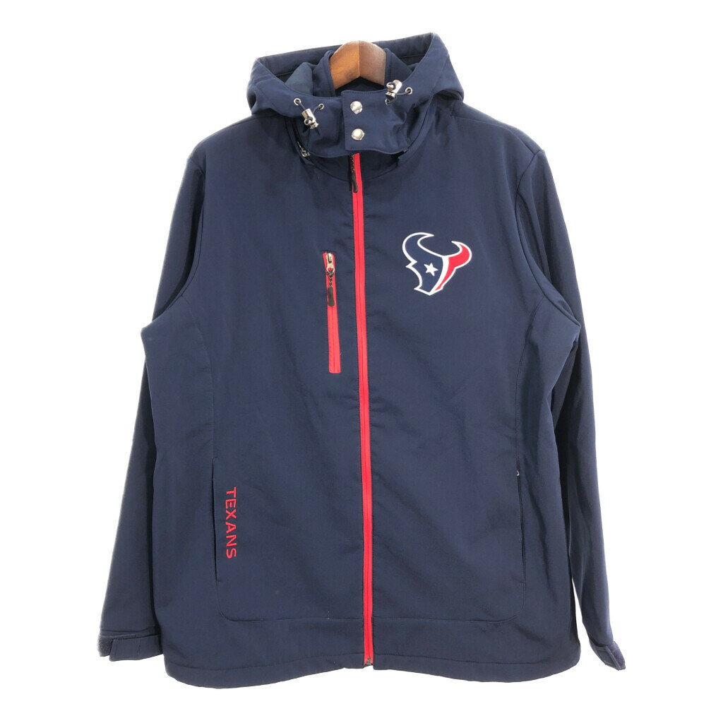 NFL ヒューストン・テキサンズ ソフトシェルジャケット プロチーム アメフト ワンポイントロゴ ネイビー (メンズ XL) 中古 古着 R5996