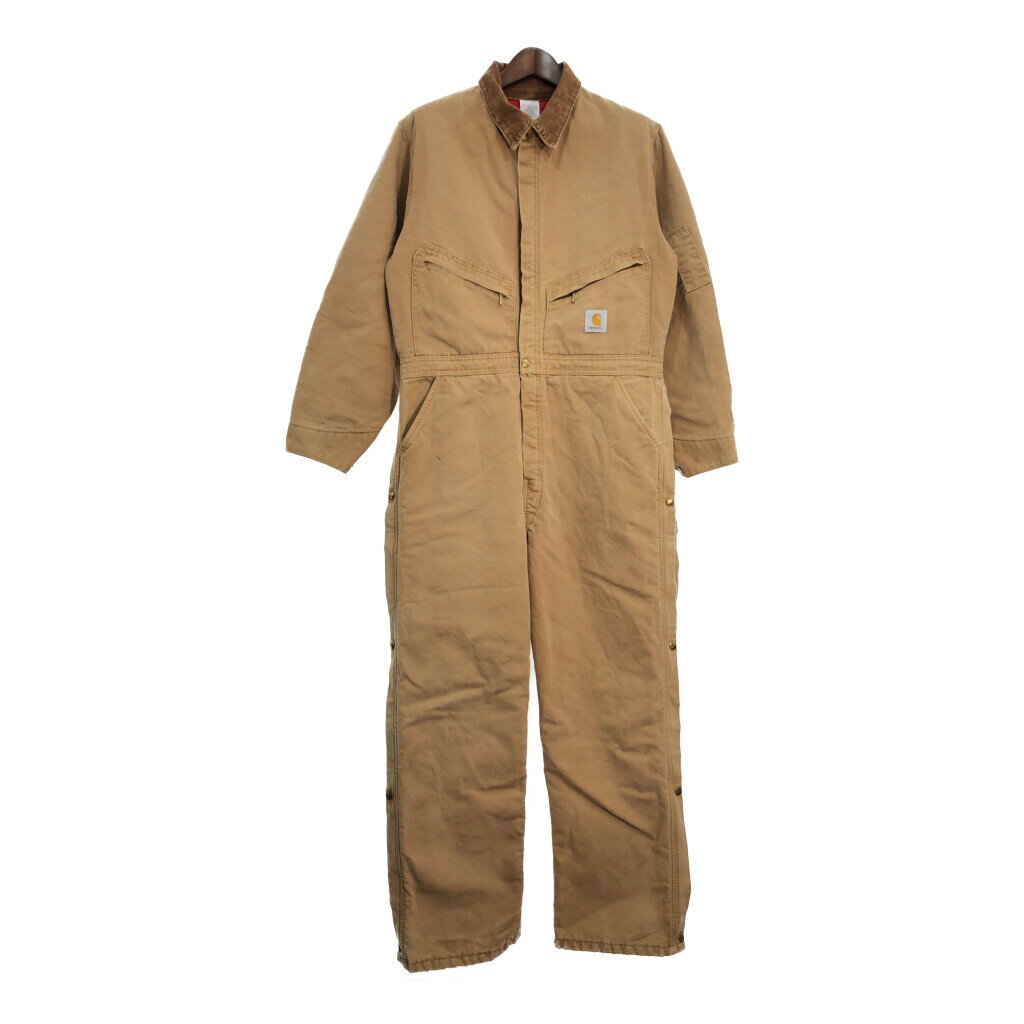 80年代 USA製 Carhartt カーハート ダック オーバーオール ワーク ブラウン (メンズ 44 R) 中古 古着 R5908