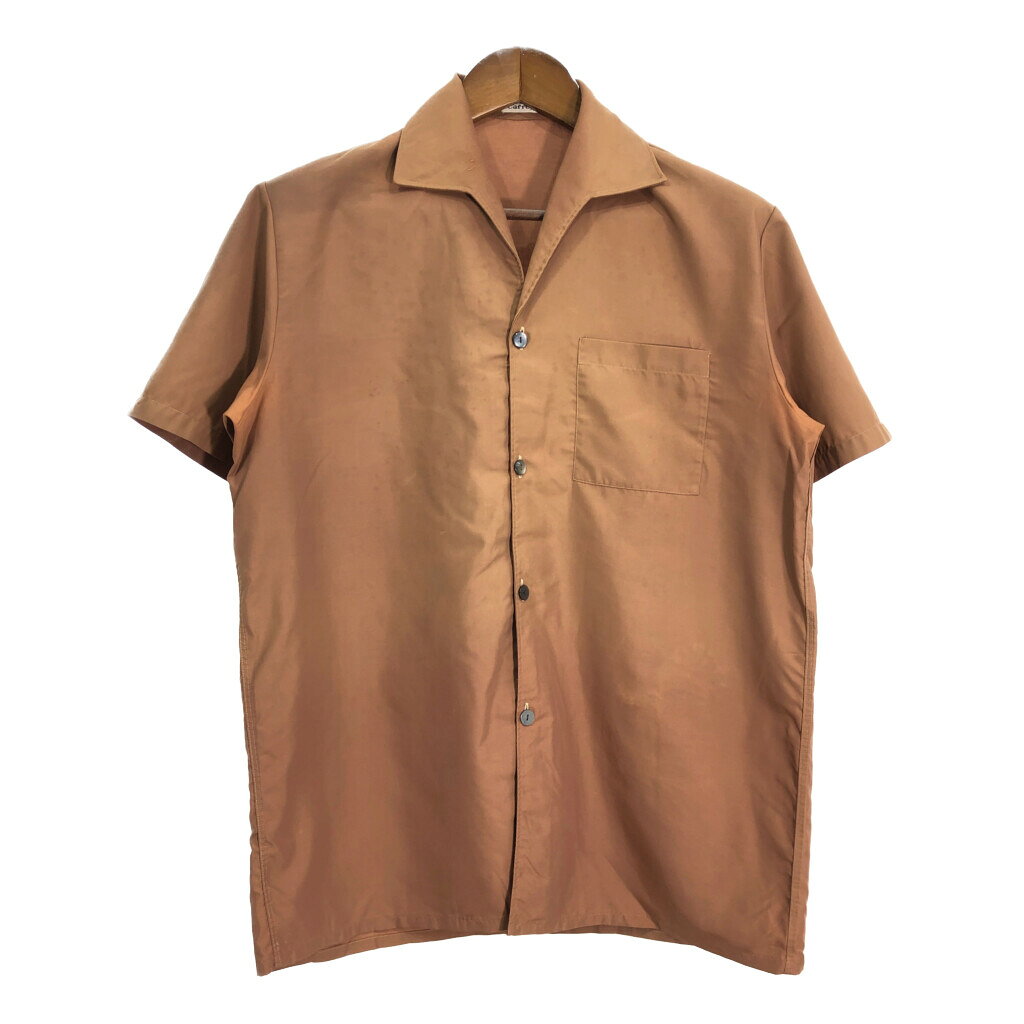 50年代 CRÉATION Carrey NYLON ナイロンシャツ ヴィンテージ ブラウン (メンズ M相当) 中古 古着 R6394