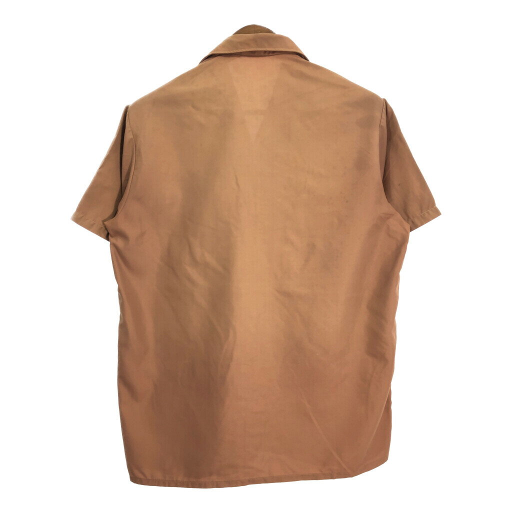 50年代 CRÉATION Carrey NYLON ナイロンシャツ ヴィンテージ ブラウン (メンズ M相当) 中古 古着 R6394