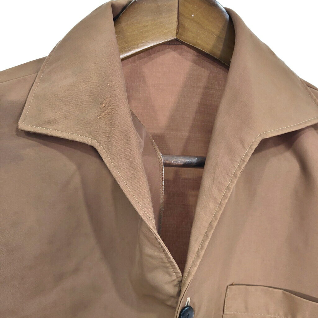 50年代 CRÉATION Carrey NYLON ナイロンシャツ ヴィンテージ ブラウン (メンズ M相当) 中古 古着 R6394