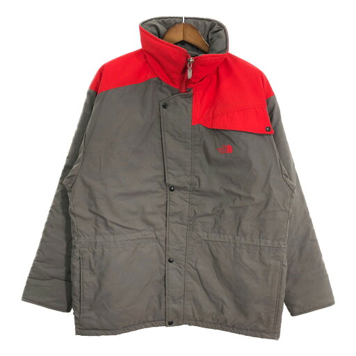 90年代 USA製 THE NORTH FACE ノースフェイス 中綿 ナイロン ジャケット アウトドア グレー (メンズ L) 中古 古着 R6400
