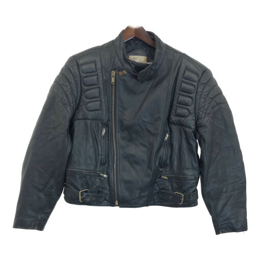 Berman's レザー ダブルライダースジャケット ブラック (メンズ M相当) 中古 古着 R6512 Berman's レザー ダブルライダースジャケット ブラック (メンズ M相当) 中古 古着 R6512