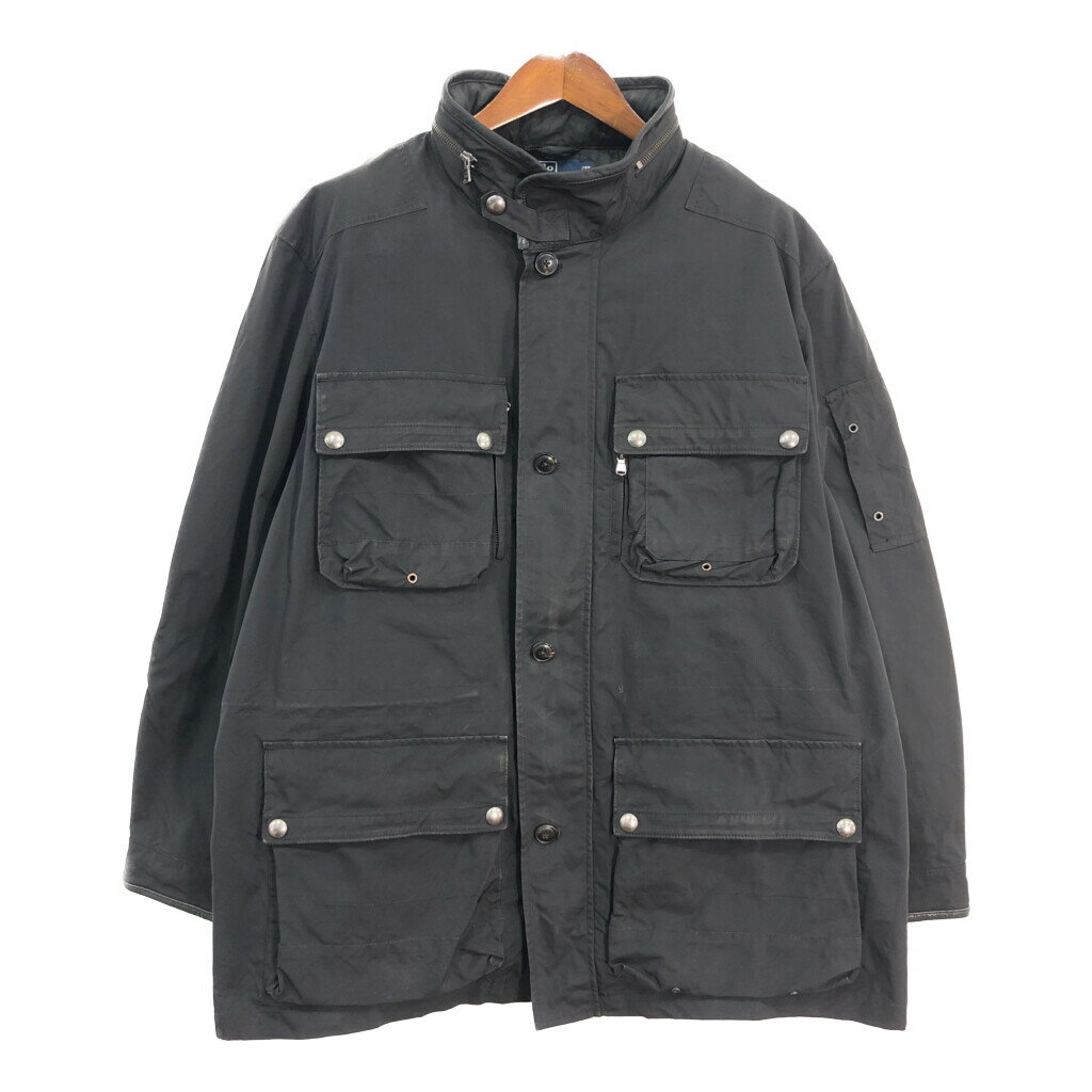Polo by Ralph Lauren ポロ ラルフローレン モーターサイクルジャケット ブラック (メンズ 2XL) 中古 古着 R6577