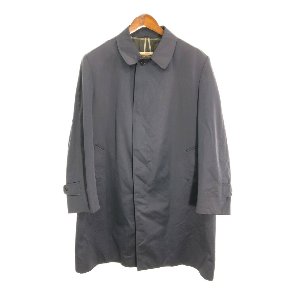 70年代 Aquascutum アクアスキュータム AQUALENE バルマカーンコート 無地 ネイビー (メンズ L) 中古 古着 R6701