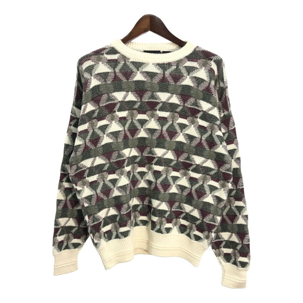 BACHRACH コットン ニット セーター 総柄 マルチカラー (メンズ L) 中古 古着 R6896
