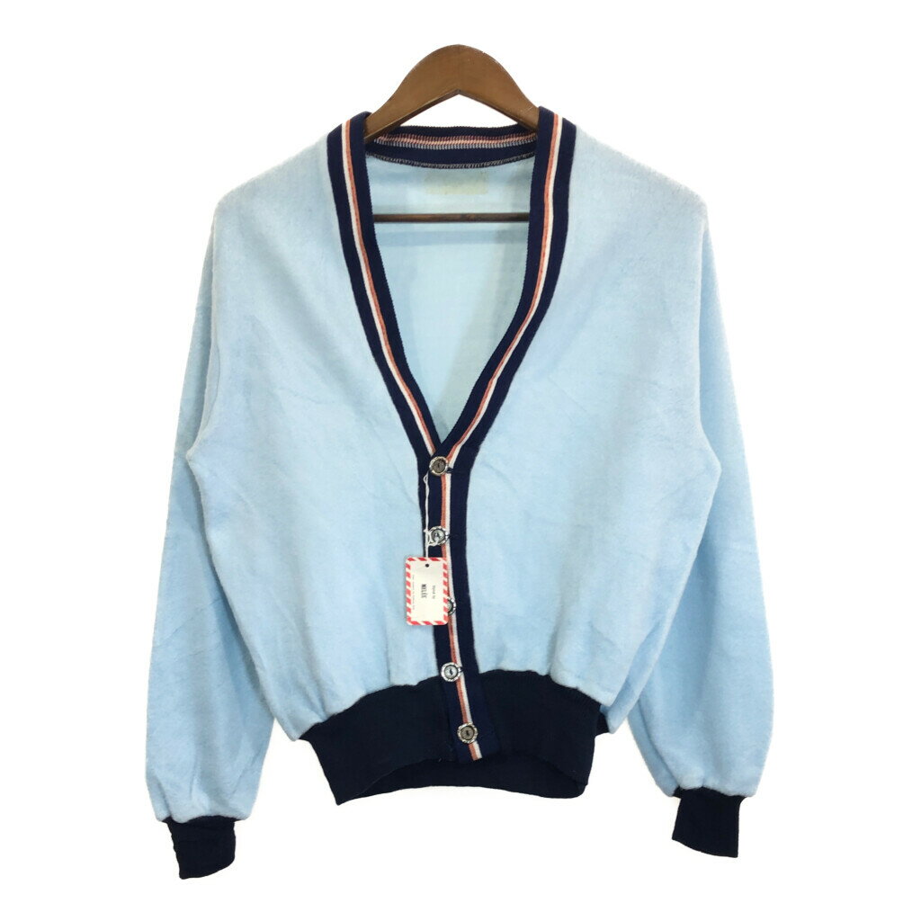 70年代 MELÉE アセテート ビスコース カーディガン ライトブルー (メンズ M相当) 中古 古着 R6946