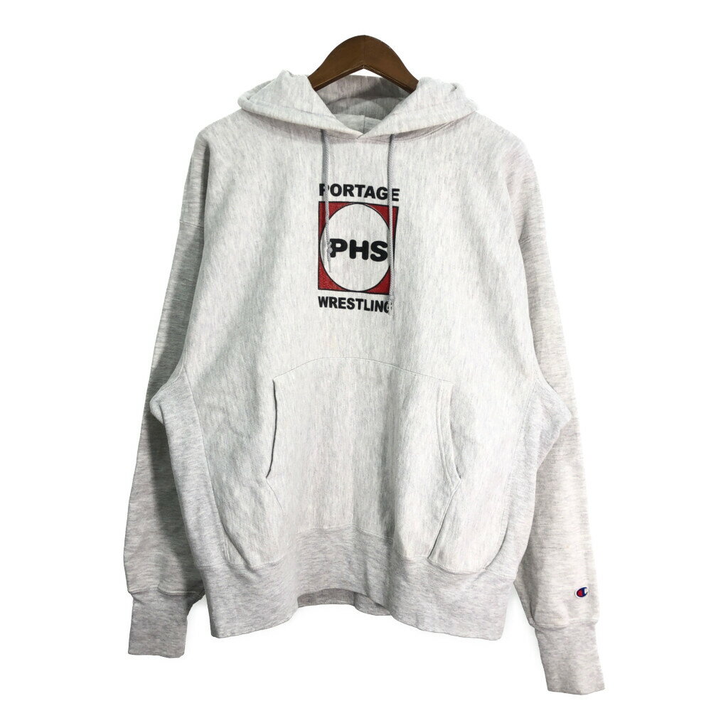 00年代 USA製 Champion チャンピオン REVERSE WEAVE リバースウィーブ スウェット パーカー ライトグレー (メンズ XL) 中古 古着 R6960