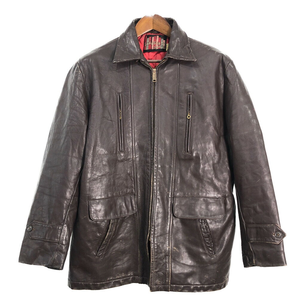 60年代 SKAGGERAC レザージャケット ヴィンテージ ブラウン (メンズ 44) 中古 古着 R7064