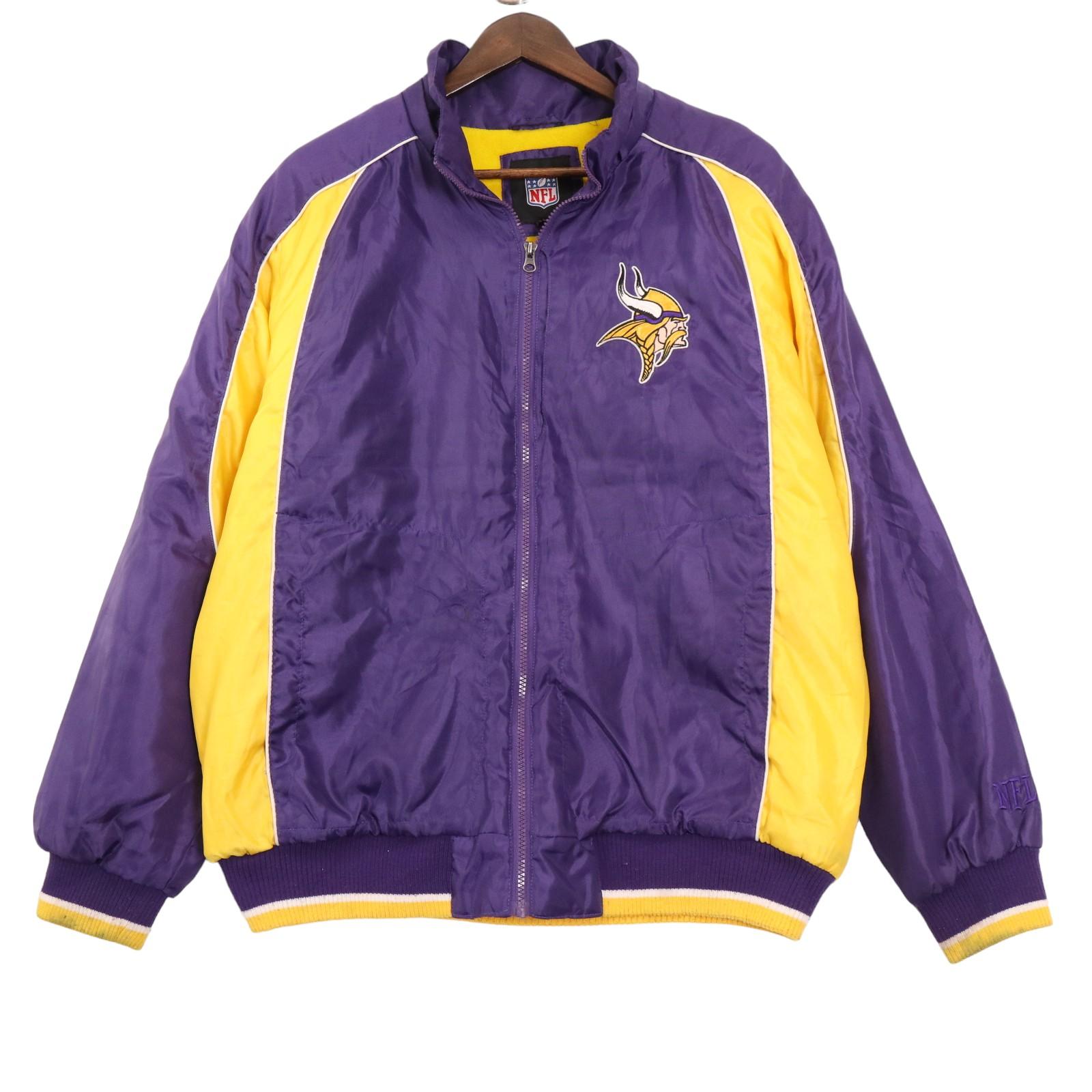 90年代 NFL ミネソタ・バイキングス 中綿ジャケット パープル (メンズ XL相当) 中古 古着 A1006
