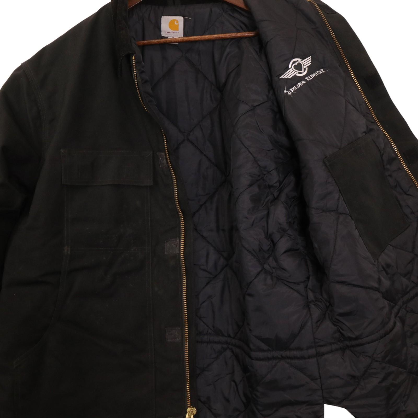 00年代 Carhartt カーハート ナイロン トラディショナルジャケット サウスウェスト航空 ワーク ブラック (メンズ XL) 中古 古着 A1031