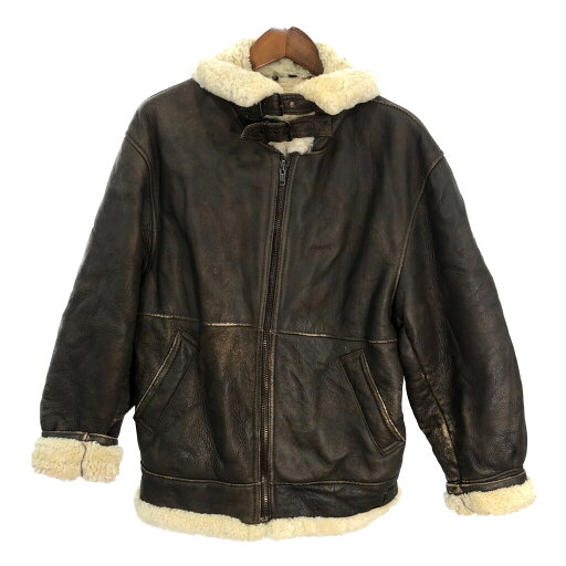 80年代 HOLLIES B-3タイプ レザージャケット ブラウン (メンズ L) 中古 古着 R7224 80年代 HOLLIES B-3タイプ レザージャケット ブラウン (メンズ L) 中古 古着 R7224