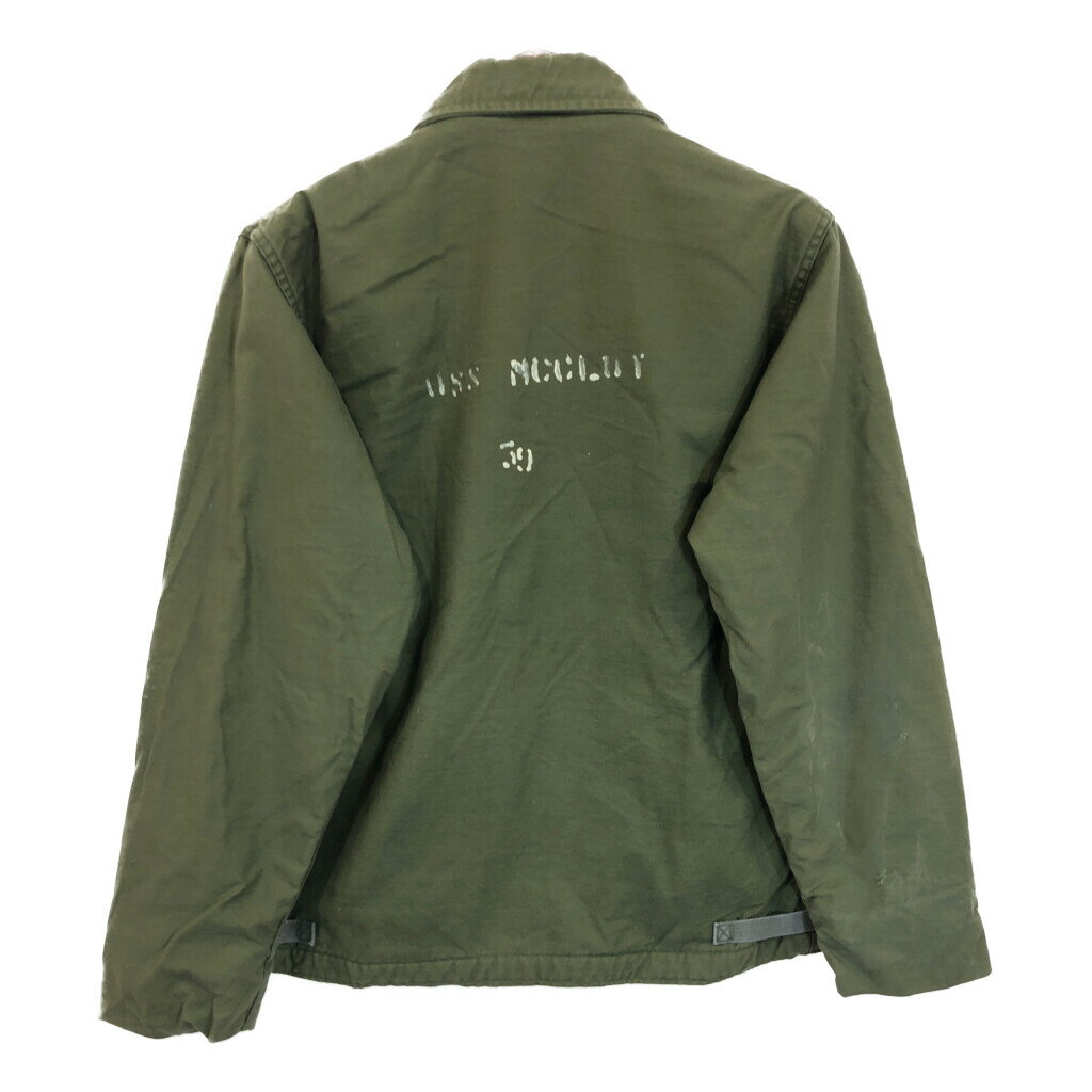 80年代 米軍実物 U.S.NAVY A-2 デッキジャケット ミリタリー オリーブ (メンズ MEDIUM) 中古 古着 R7228