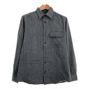 90年代 イタリア製 ARMANI JEANS アルマーニ ジーンズ 長袖シャツ ストライプ グレー (メンズ L) 中古 古着 R7320