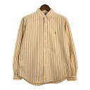 RALPH LAUREN ラルフローレン ボタンダウン 長袖シャツ ストライプ イエロー (メンズ L) 中古 古着 R7461(4)
