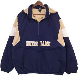 90年代 STARTER スターター ノートルダム大学 中綿 ナイロンジャケット ネイビー (メンズ L) 中古 古着 A1085