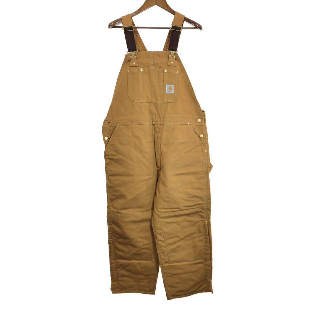 90年代 USA製 Carhartt カーハート ダック ダブルニー ビブオーバーオール 大きいサイズ ワーク (メンズ W44 L28) 中古 古着 R7702