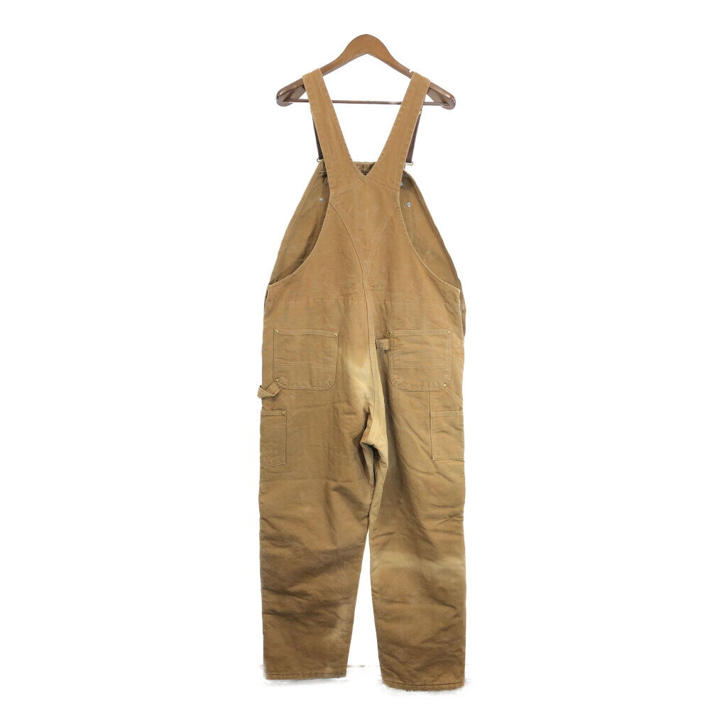 90年代 USA製 Carhartt カーハート ダック ダブルニー ビブオーバーオール 大きいサイズ ワーク (メンズ W44 L34) 中古 古着 R7705