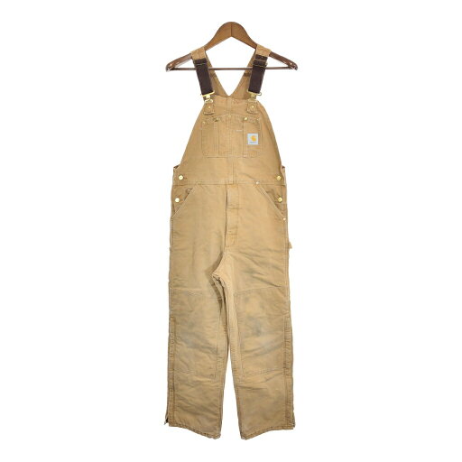 00年代 USA製 Carhartt カーハート ダック ダブルニー ビブオーバーオール ワーク ライトブラウン (メンズ W34 L32) 中古 古着 R7710 00年代 USA製 Carhartt カーハート ダック ダブルニー ビブオーバーオール ワーク ライトブラウン (メンズ W34 L32) 中古 古着 R7710