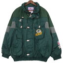 90年代 LOGO ATHLETIC NFL グリーンベイ・パッカーズ スタジアムジャケット プロチーム アメフト グリーン (メンズ XL) 中古 古着 A1120