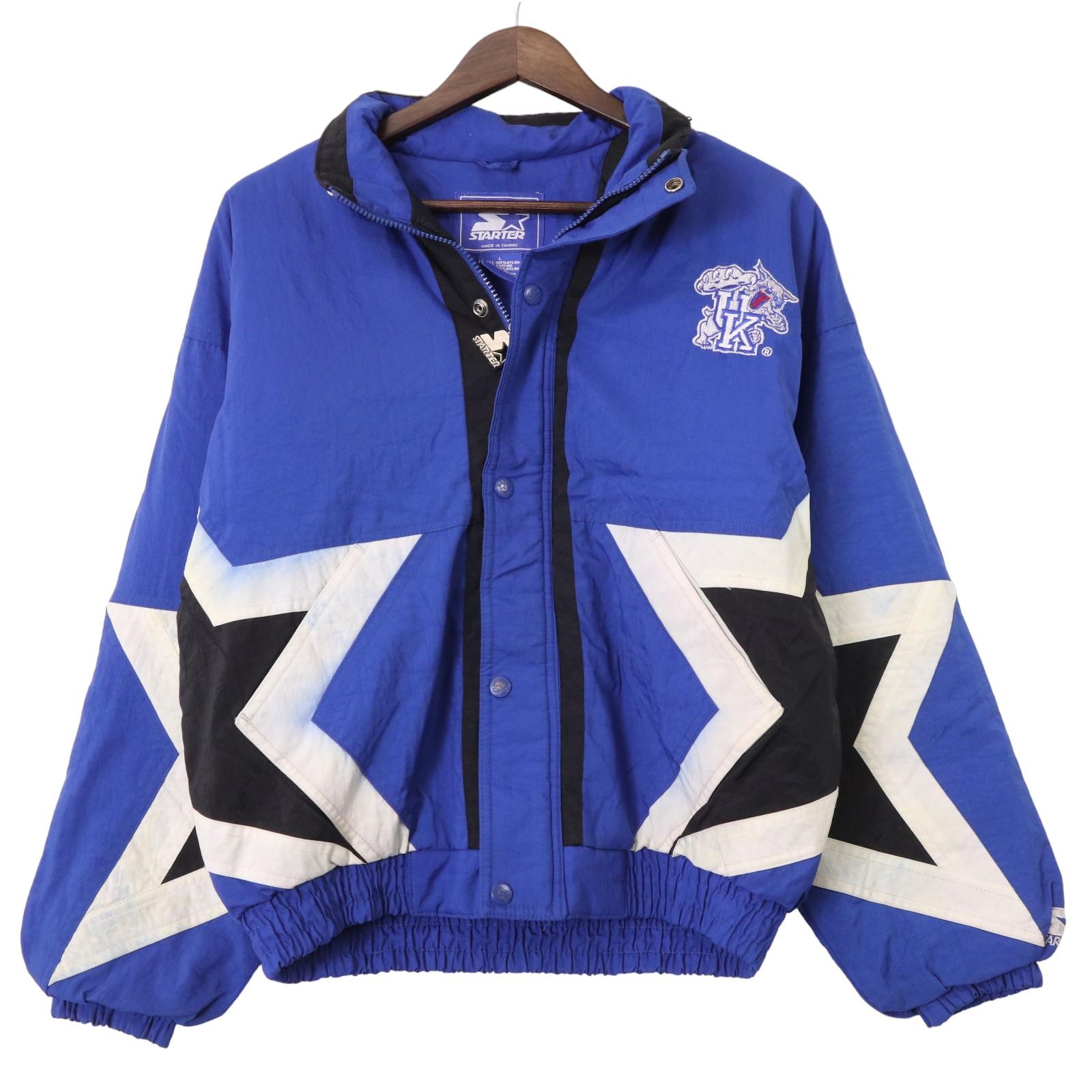 90年代 STARTER スターター ケンタッキー・ワイルドキャッツ ジャケット プロチーム ブルー (メンズ L) 中古 古着 A1173