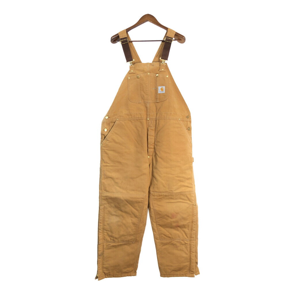 Carhartt カーハート ダック ダブルニー ビブオーバーオール 大きいサイズ ライトブラウン (メンズ W47相当) 中古 古着 R7937