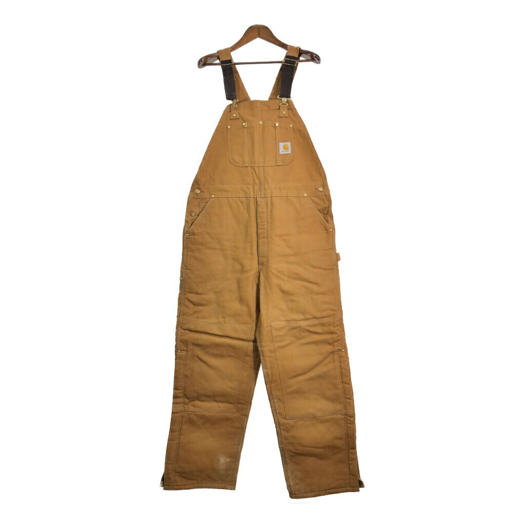 Carhartt カーハート ダック ダブルニー ビブオーバーオール ライトブラウン (メンズ W44相当) 中古 古着 R7978