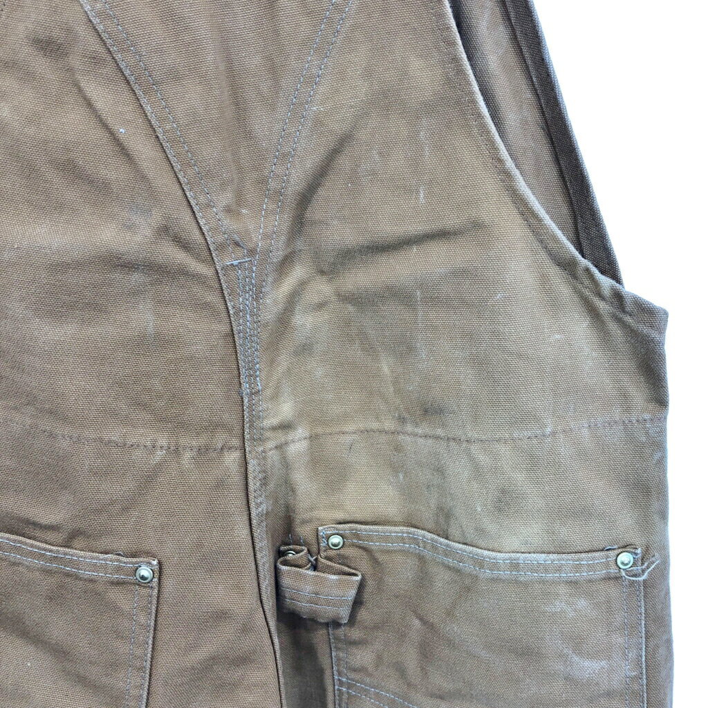 90年代 USA製 Carhartt カーハート ダック ダブルニー ビブオーバーオール ライトブラウン (メンズ W34 L30) 中古 古着 R7979