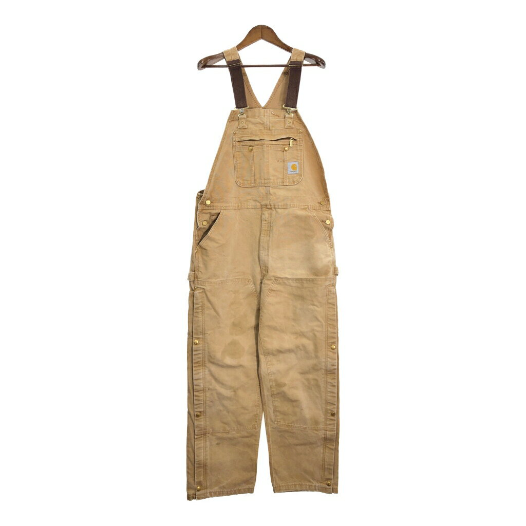 Carhartt カーハート ダック ダブルニー ビブオーバーオール 大きいサイズ ブラウン (メンズ W40 L32) 中古 古着 R8063