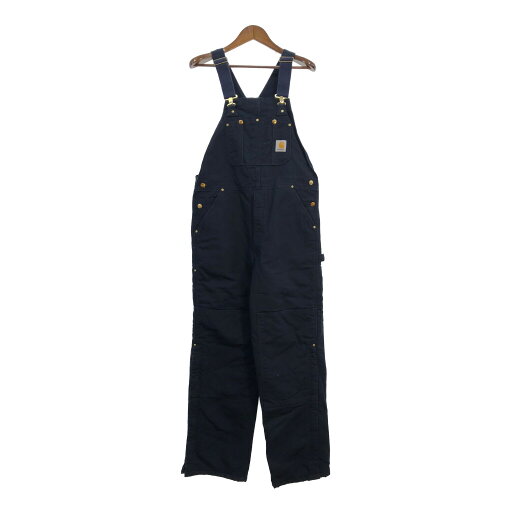 Carhartt カーハート ダック ダブルニー ビブオーバーオール 大きいサイズ ネイビー (メンズ W38 L32) 中古 古着 R8077