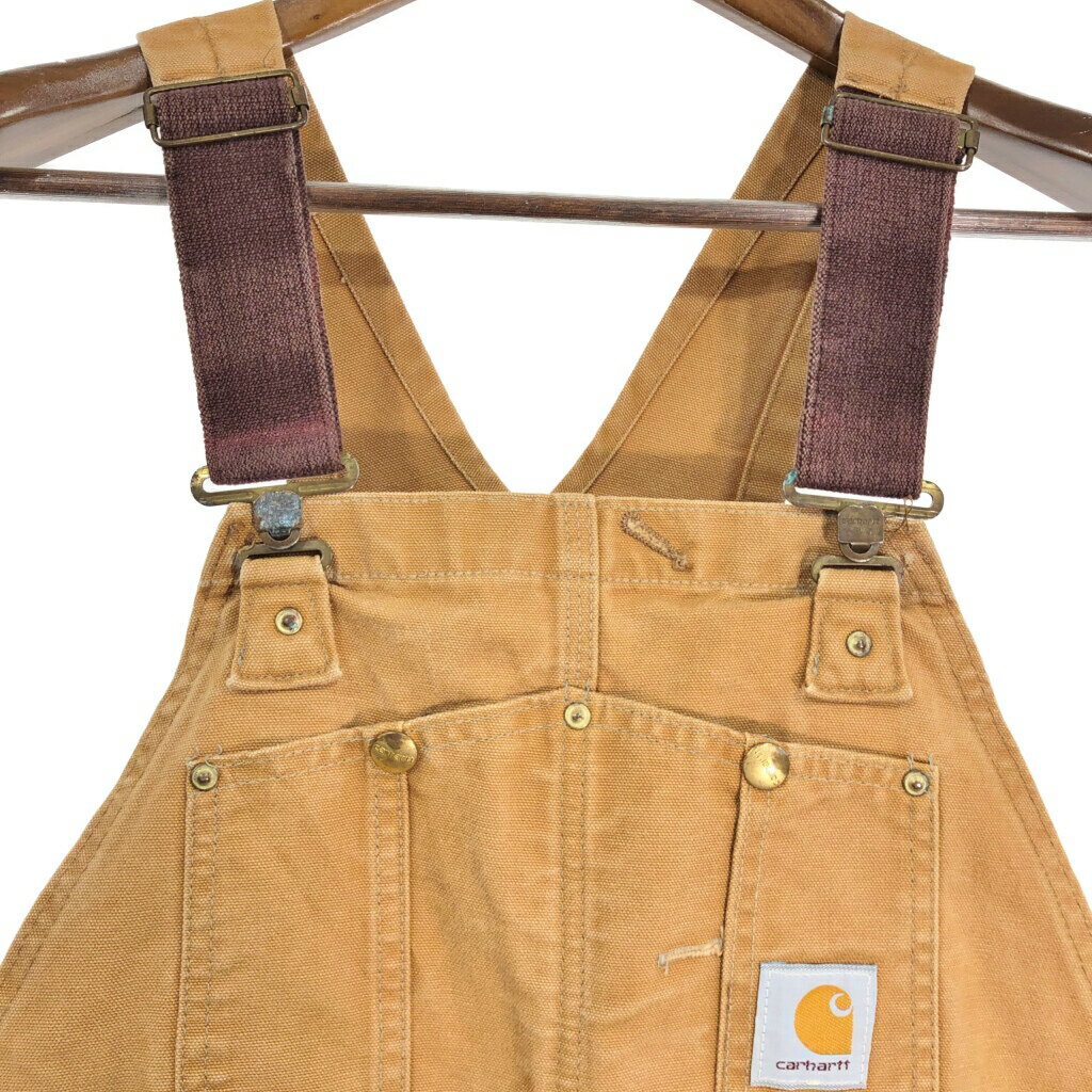 Carhartt カーハート ダック ダブルニー ビブオーバーオール 大きいサイズ ライトブラウン (メンズ W39) 中古 古着 R8084