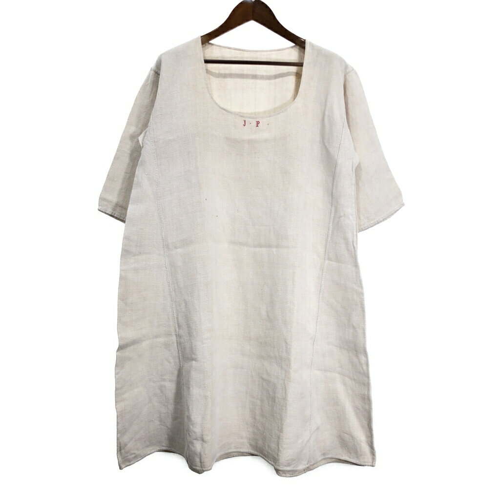 30年代 フレンチリネン スモック ヴィンテージ ユーロ ホワイト (メンズ XL相当) 中古 古着 R8195