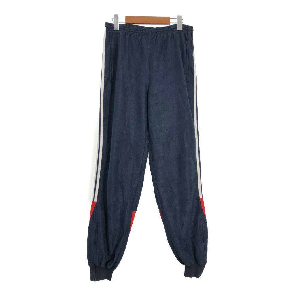 70年代 フランス製 adidas アディダス トラックパンツ ヴィンテージ スポーツ ネイビー (メンズ 180) 中古 古着 R8213