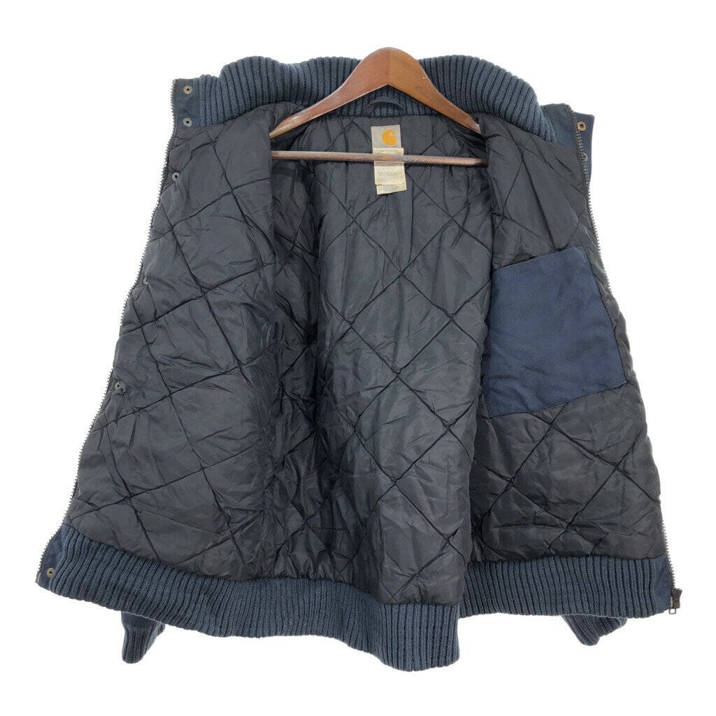 00年代 Carhartt カーハート 中綿 ナイロン ワークジャケット ネイビー (メンズ L) 中古 古着 R8380