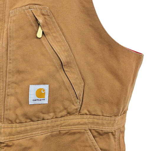 Carhartt カーハート ダック ダブルニー ビブオーバーオール 大きいサイズ ブラウン (メンズ W50 L30) 中古 古着 R8420