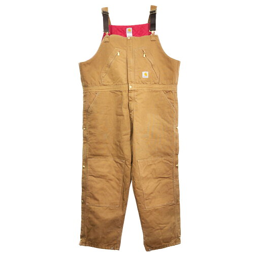 Carhartt カーハート ダック ダブルニー ビブオーバーオール 大きいサイズ ブラウン (メンズ W50 L30) 中古 古着 R8420