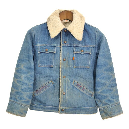70年代 USA製 Levi's リーバイス 70725-0613 デニムボアジャケット オレンジタブ ライトブルー (レディース 14) 中古 古着 R8474