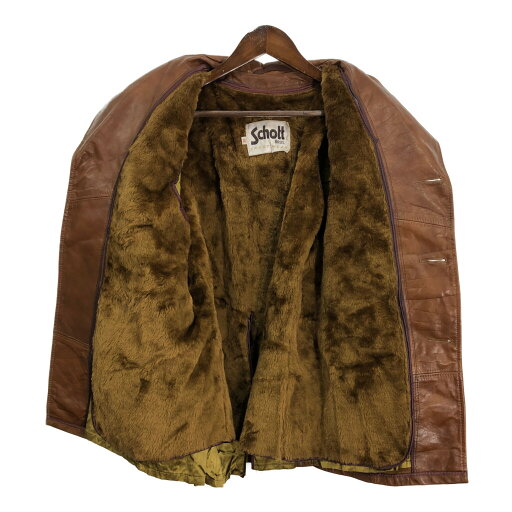 70年代 Schott ショット レザーコート ヴィンテージ ブラウン (メンズ 36) 中古 古着 R8556